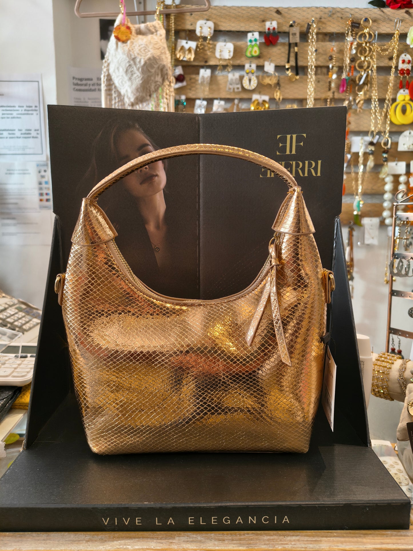 Bolso fiesta bronce El Caballo