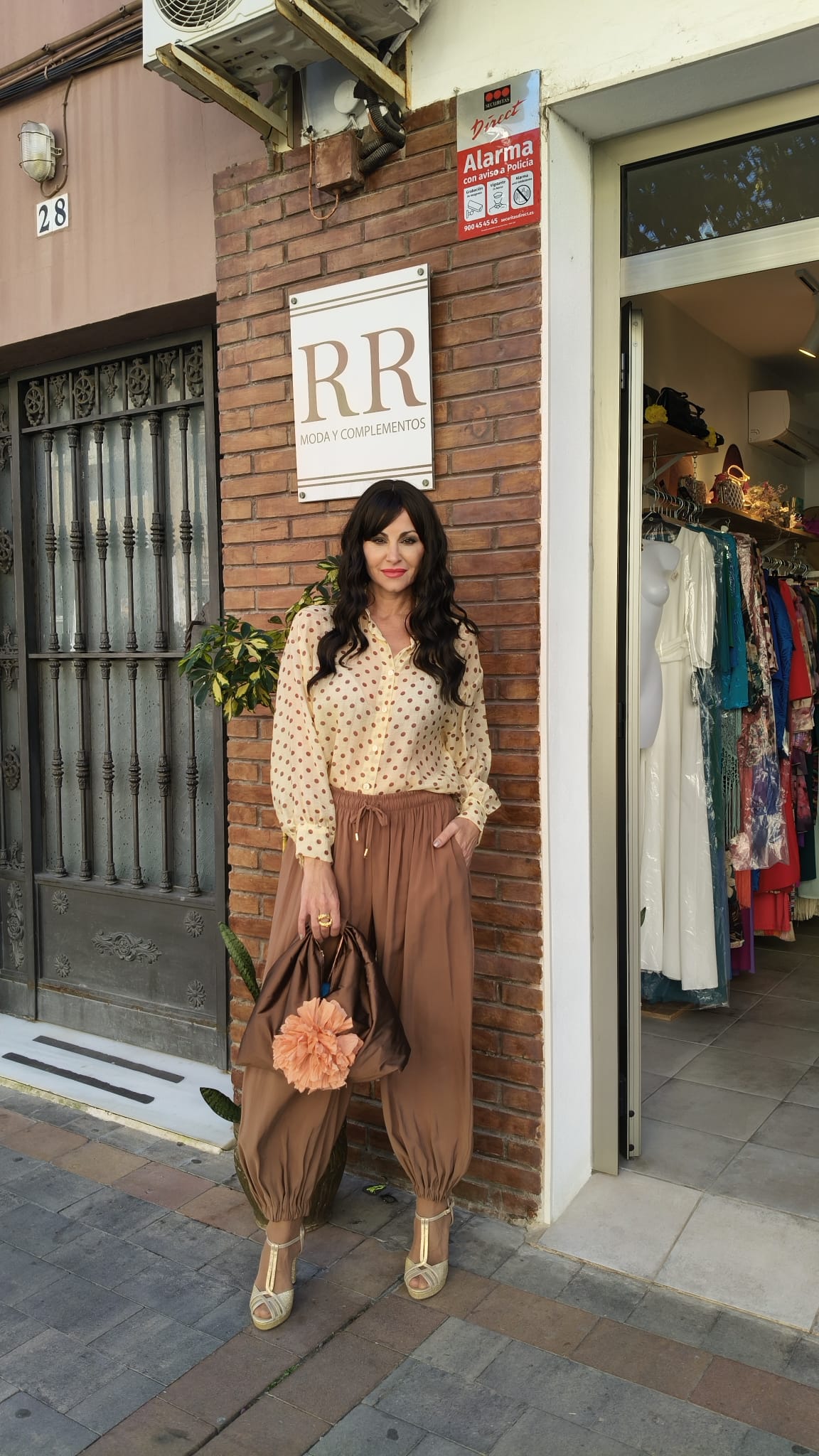Pantalón Bombacho Cacao XL con Bolsillos y Cinturilla Elástica