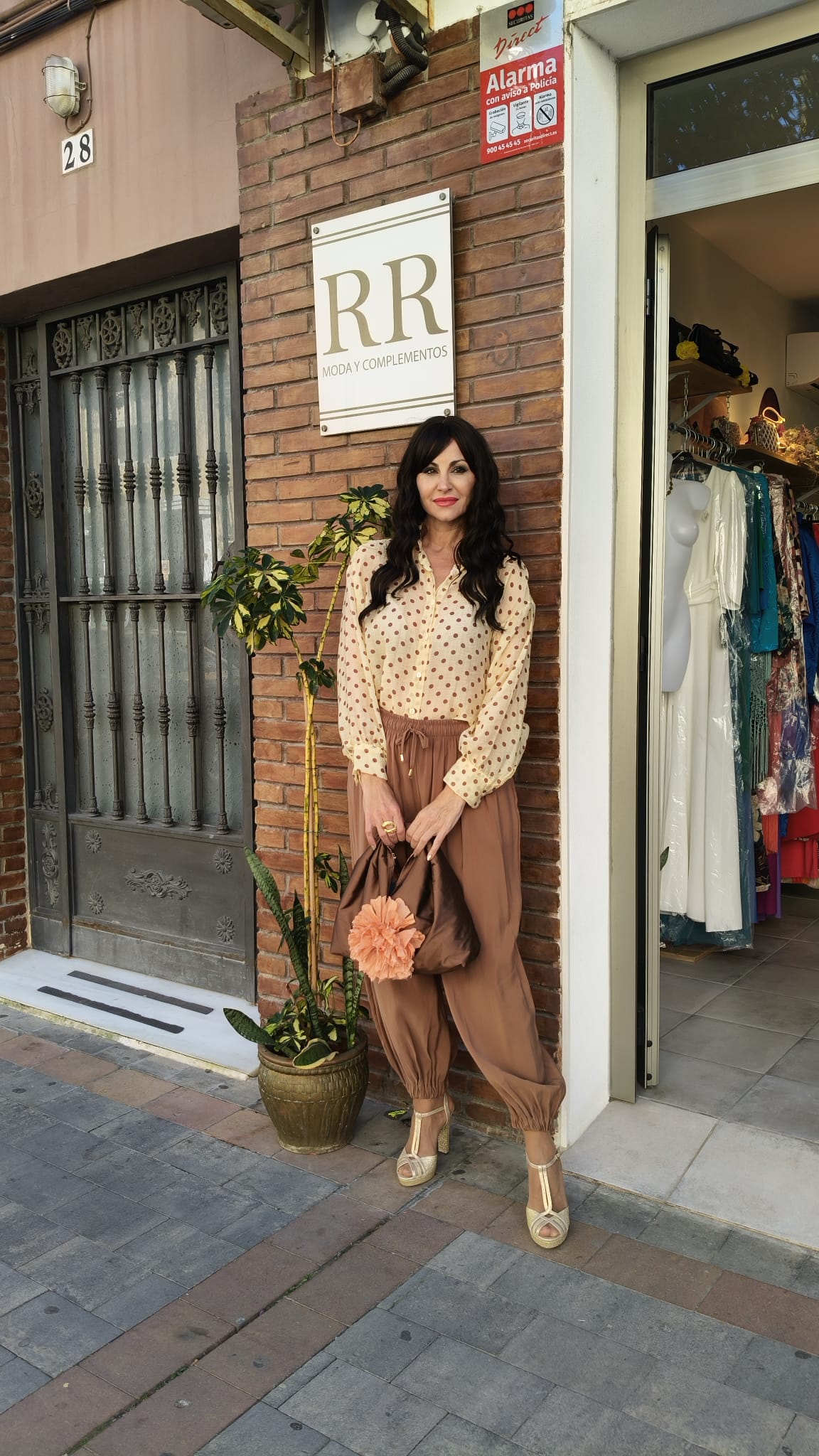 Pantalón Bombacho Cacao XL con Bolsillos y Cinturilla Elástica