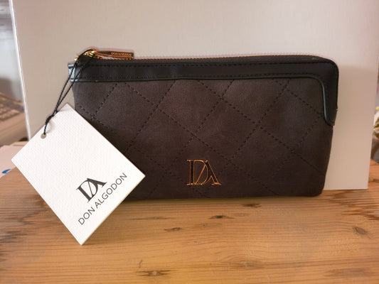 Z.OUTLET.          Cartera Don Algodón Negro Antracita · Efecto Antelina con Cremallera