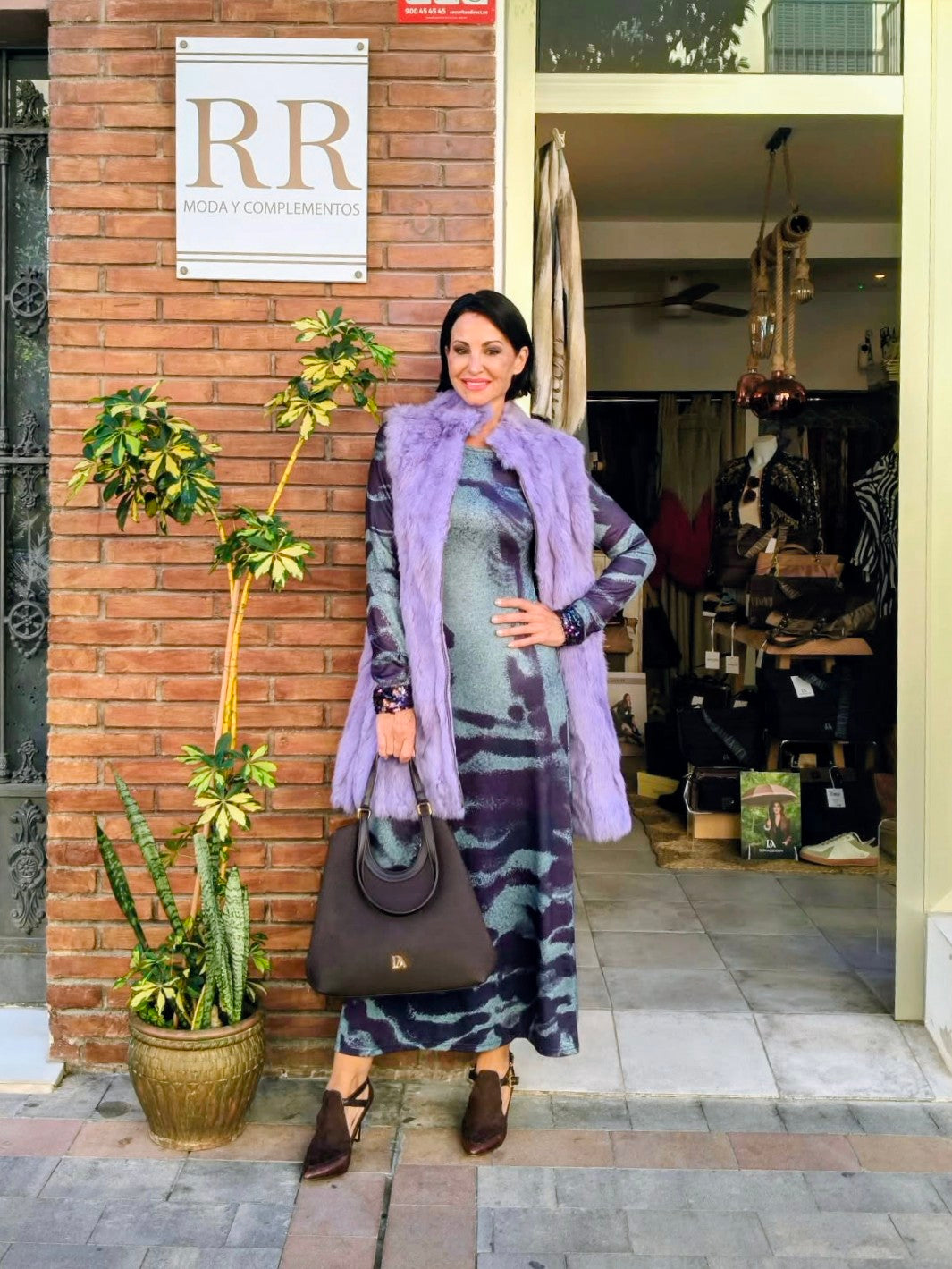 Chaleco Malva Glam – Largo efecto pelo con cremallera