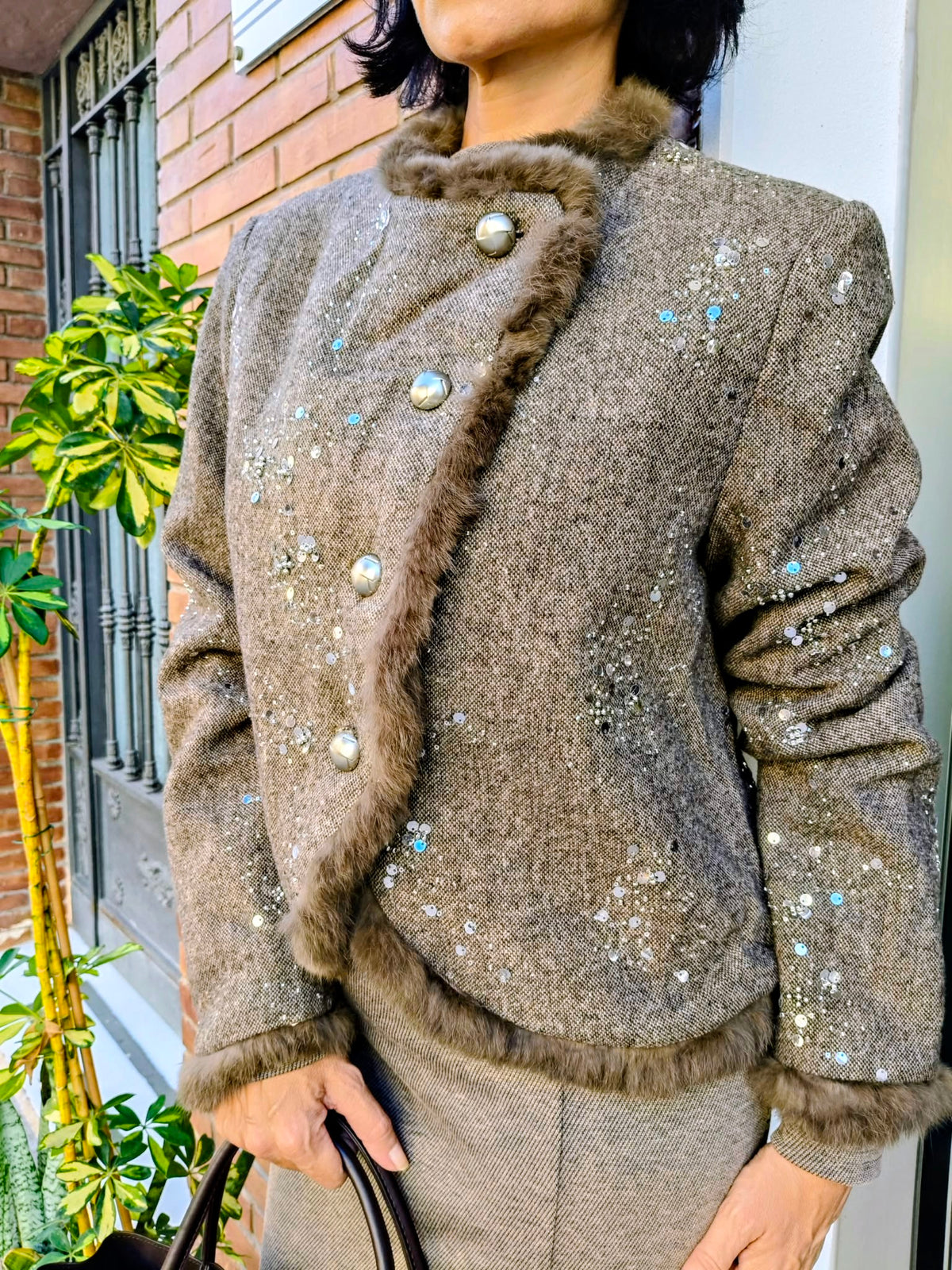 Chaqueta Taupe Káhyra con Lentejuelas 