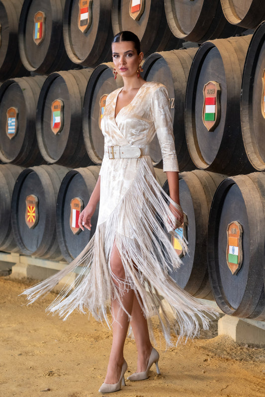 Vestido Fiesta Catavino Beige Káhyra