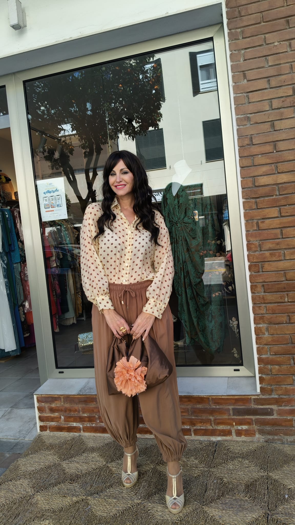 Pantalón Bombacho Cacao XL con Bolsillos y Cinturilla Elástica