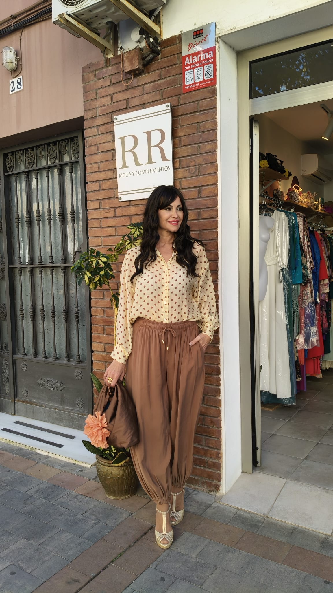 Pantalón Bombacho Cacao XL con Bolsillos y Cinturilla Elástica