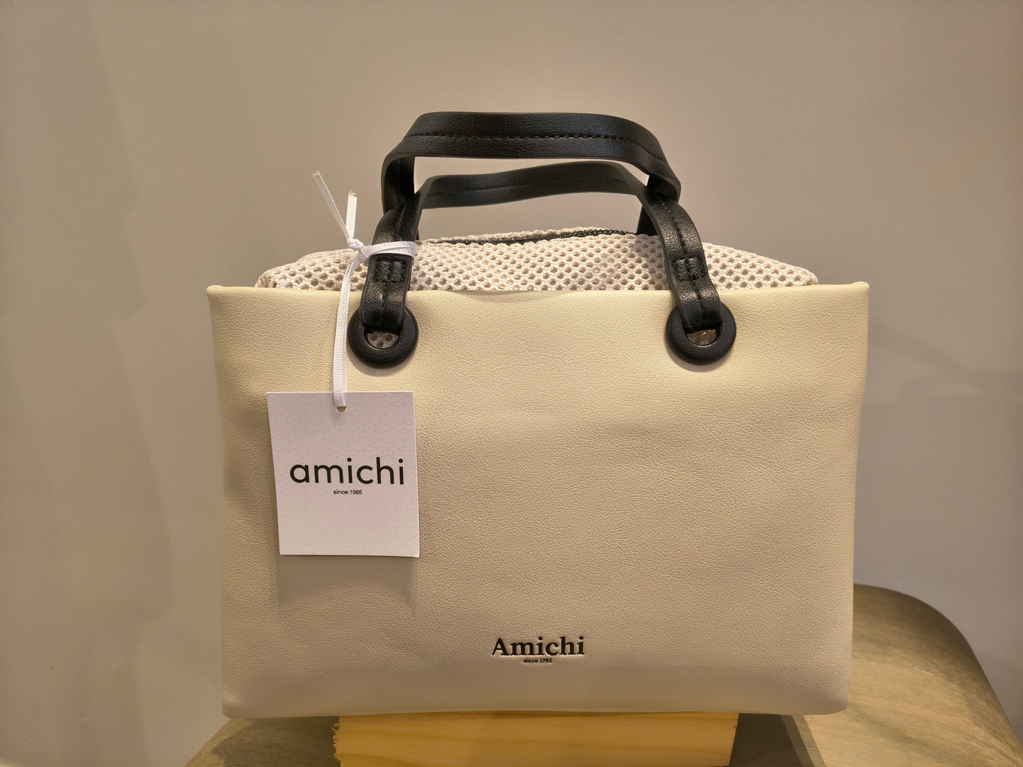 Bolso Amichi con Asa de Mano y Bandolera · Marrón Chocolate, Beige o Marfil