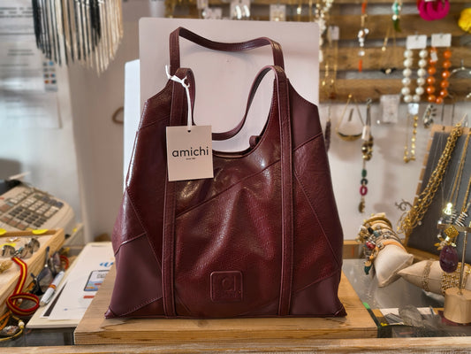 Z.OUTLET.              Bolso Amichi Shopper Burdeos con Bolso Interior Bandolera · Polipiel