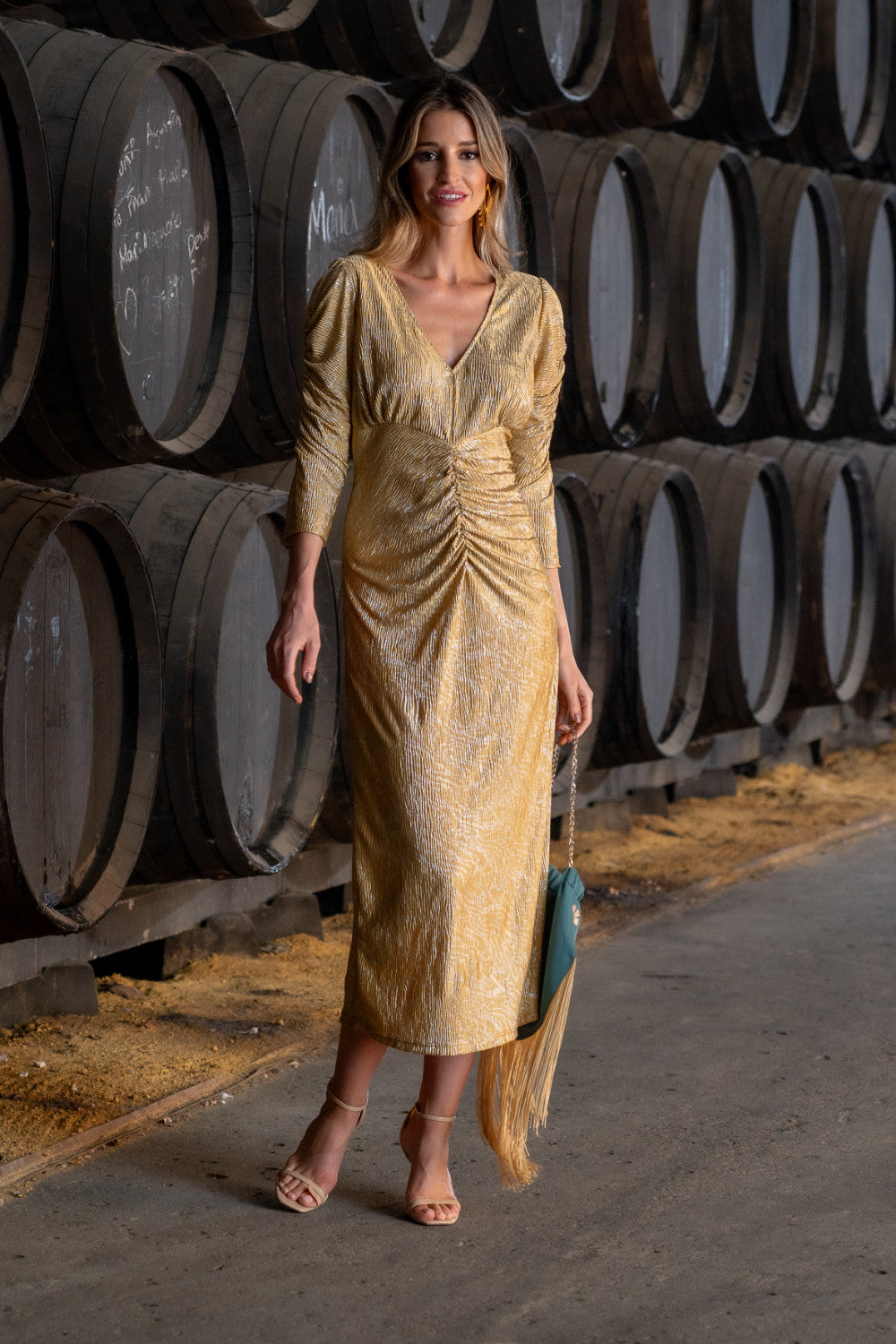 Vestido Fiesta Moscatel Dorado Káhyra