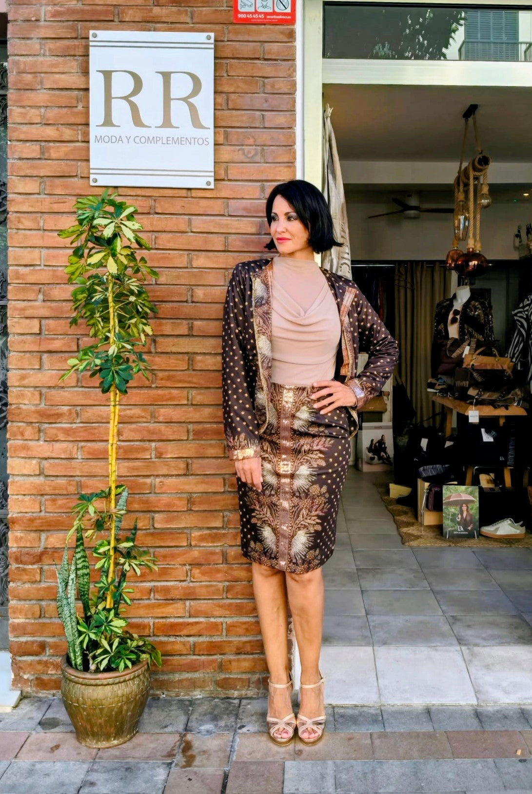Chaqueta abierta estampado Bizantino con cierre en el cuello