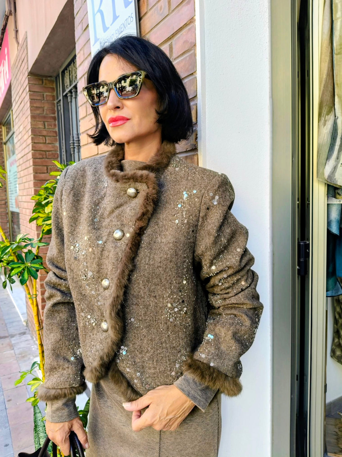 Chaqueta Taupe Káhyra con Lentejuelas 